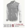 imageCOOFANDY Mens Fashion Varsity Jackets Leather Sleeve Slim Fit College Baseball Letterman Bomber CoatGrey
