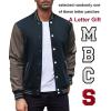 imageCOOFANDY Mens Fashion Varsity Jackets Leather Sleeve Slim Fit College Baseball Letterman Bomber CoatNavygrey