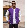 imageCOOFANDY Mens Fashion Varsity Jackets Leather Sleeve Slim Fit College Baseball Letterman Bomber CoatPurple