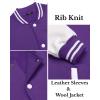 imageCOOFANDY Mens Fashion Varsity Jackets Leather Sleeve Slim Fit College Baseball Letterman Bomber CoatPurple