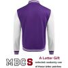 imageCOOFANDY Mens Fashion Varsity Jackets Leather Sleeve Slim Fit College Baseball Letterman Bomber CoatPurple