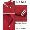 imageCOOFANDY Mens Fashion Varsity Jackets Leather Sleeve Slim Fit College Baseball Letterman Bomber CoatRed