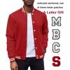imageCOOFANDY Mens Fashion Varsity Jackets Leather Sleeve Slim Fit College Baseball Letterman Bomber CoatRed