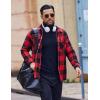 imageCOOFANDY Mens Flannel Shirts Casual Button Down Plaid Shirt Jacket Long Sleeve Fleece Shacket with PocketsBuffalo Red