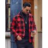 imageCOOFANDY Mens Flannel Shirts Casual Button Down Plaid Shirt Jacket Long Sleeve Fleece Shacket with PocketsBuffalo Red