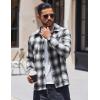 imageCOOFANDY Mens Flannel Shirts Casual Button Down Plaid Shirt Jacket Long Sleeve Fleece Shacket with PocketsGraphite Black