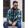 imageCOOFANDY Mens Flannel Shirts Casual Button Down Plaid Shirt Jacket Long Sleeve Fleece Shacket with PocketsGray Green