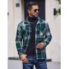 imageCOOFANDY Mens Flannel Shirts Casual Button Down Plaid Shirt Jacket Long Sleeve Fleece Shacket with PocketsGray Green