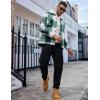 imageCOOFANDY Mens Flannel Shirts Casual Button Down Plaid Shirt Jacket Long Sleeve Fleece Shacket with PocketsGreen
