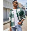 imageCOOFANDY Mens Flannel Shirts Casual Button Down Plaid Shirt Jacket Long Sleeve Fleece Shacket with PocketsGreen