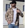 imageCOOFANDY Mens Flannel Shirts Casual Button Down Plaid Shirt Jacket Long Sleeve Fleece Shacket with PocketsKhaki
