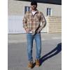 imageCOOFANDY Mens Flannel Shirts Casual Button Down Plaid Shirt Jacket Long Sleeve Fleece Shacket with PocketsKhaki