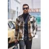 imageCOOFANDY Mens Flannel Shirts Casual Button Down Plaid Shirt Jacket Long Sleeve Fleece Shacket with PocketsKhaki Gray