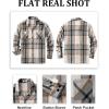 imageCOOFANDY Mens Flannel Shirts Casual Button Down Plaid Shirt Jacket Long Sleeve Fleece Shacket with PocketsLight Gray