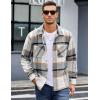 imageCOOFANDY Mens Flannel Shirts Casual Button Down Plaid Shirt Jacket Long Sleeve Fleece Shacket with PocketsLight Gray
