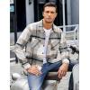 imageCOOFANDY Mens Flannel Shirts Casual Button Down Plaid Shirt Jacket Long Sleeve Fleece Shacket with PocketsLight Gray