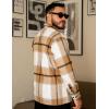 imageCOOFANDY Mens Flannel Shirts Casual Button Down Plaid Shirt Jacket Long Sleeve Fleece Shacket with PocketsLight Khaki