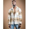 imageCOOFANDY Mens Flannel Shirts Casual Button Down Plaid Shirt Jacket Long Sleeve Fleece Shacket with PocketsLight Khaki