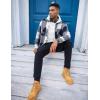 imageCOOFANDY Mens Flannel Shirts Casual Button Down Plaid Shirt Jacket Long Sleeve Fleece Shacket with PocketsNavy Blue