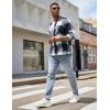 imageCOOFANDY Mens Flannel Shirts Casual Button Down Plaid Shirt Jacket Long Sleeve Fleece Shacket with PocketsNavy Blue