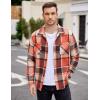 imageCOOFANDY Mens Flannel Shirts Casual Button Down Plaid Shirt Jacket Long Sleeve Fleece Shacket with PocketsOrange