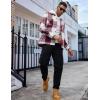 imageCOOFANDY Mens Flannel Shirts Casual Button Down Plaid Shirt Jacket Long Sleeve Fleece Shacket with PocketsRed