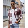 imageCOOFANDY Mens Flannel Shirts Casual Button Down Plaid Shirt Jacket Long Sleeve Fleece Shacket with PocketsRed