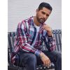 imageCOOFANDY Mens Flannel Shirts Casual Button Down Plaid Shirt Jacket Long Sleeve Fleece Shacket with PocketsRed Blue