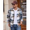 imageCOOFANDY Mens Flannel Shirts Casual Button Down Plaid Shirt Jacket Long Sleeve Fleece Shacket with PocketsWhite Blue