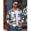 imageCOOFANDY Mens Flannel Shirts Casual Button Down Plaid Shirt Jacket Long Sleeve Fleece Shacket with PocketsWhite Blue