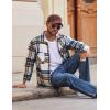 imageCOOFANDY Mens Flannel Shirts Casual Button Down Plaid Shirt Jacket Long Sleeve Fleece Shacket with PocketsWhite Blue