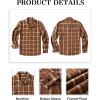 imageCOOFANDY Mens Flannel Shirts Casual Button Down Plaid Shirt Jacket Long Sleeve Fleece ShacketBrownwhite Plaid