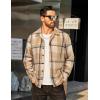 imageCOOFANDY Mens Flannel Shirts Casual Button Down Plaid Shirt Jacket Long Sleeve Fleece ShacketKhakibeige Plaid