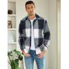 imageCOOFANDY Mens Flannel Shirts Casual Button Down Plaid Shirt Jacket Long Sleeve Fleece ShacketNavywhite Plaid