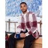 imageCOOFANDY Mens Flannel Shirts Casual Button Down Plaid Shirt Jacket Long Sleeve Fleece ShacketRedwhite Plaid