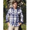 imageCOOFANDY Mens Flannel Shirts Long Sleeve Fleece Plaid Jacket Casual Stylish Button Down Shirts with PocketsBlue