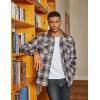 imageCOOFANDY Mens Flannel Shirts Long Sleeve Fleece Plaid Jacket Casual Stylish Button Down Shirts with PocketsNavy