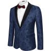 imageCOOFANDY Mens Floral Paisley Formal Tuxedo Suit Jacket Dress Dinner Party Prom Weeding BlazerNavy Blue