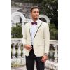 imageCOOFANDY Mens Floral Suit Jacket Embroidered Wedding Blazer Party Dinner TuxedoLight Yellowpattern1