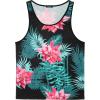 imageCOOFANDY Mens Floral Tank Top Sleeveless Tees All Over Print Casual Sport TShirts Hawaii Beach Vacation2 PackblackBeige