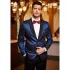 imageCOOFANDY Mens Floral Tuxedo Jacket Jacquard Suit Jacket Slim Fit Blazer for Wedding Prom DinnerBlue