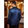 imageCOOFANDY Mens Floral Tuxedo Jacket Jacquard Suit Jacket Slim Fit Blazer for Wedding Prom DinnerBlue