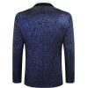 imageCOOFANDY Mens Floral Tuxedo Jacket Jacquard Suit Jacket Slim Fit Blazer for Wedding Prom DinnerBlue