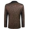 imageCOOFANDY Mens Floral Tuxedo Jacket Jacquard Suit Jacket Slim Fit Blazer for Wedding Prom DinnerGolden