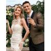 imageCOOFANDY Mens Floral Tuxedo Jacket Jacquard Suit Jacket Slim Fit Blazer for Wedding Prom DinnerGolden