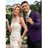 imageCOOFANDY Mens Floral Tuxedo Jacket Jacquard Suit Jacket Slim Fit Blazer for Wedding Prom DinnerPurple