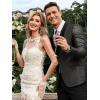 imageCOOFANDY Mens Floral Tuxedo Jacket Jacquard Suit Jacket Slim Fit Blazer for Wedding Prom DinnerSilver