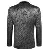 imageCOOFANDY Mens Floral Tuxedo Jacket Jacquard Suit Jacket Slim Fit Blazer for Wedding Prom DinnerSilver