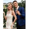 imageCOOFANDY Mens Floral Tuxedo Jacket Jacquard Suit Jacket Slim Fit Blazer for Wedding Prom DinnerType02blue