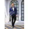 imageCOOFANDY Mens Floral Tuxedo Jacket Jacquard Suit Jacket Slim Fit Blazer for Wedding Prom DinnerType02blue